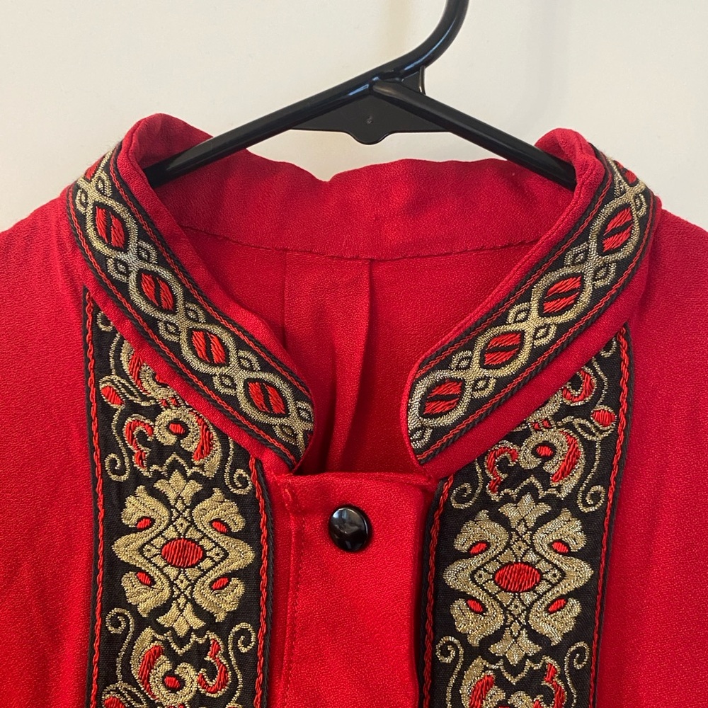 Red and Gold Embroidered Blouse